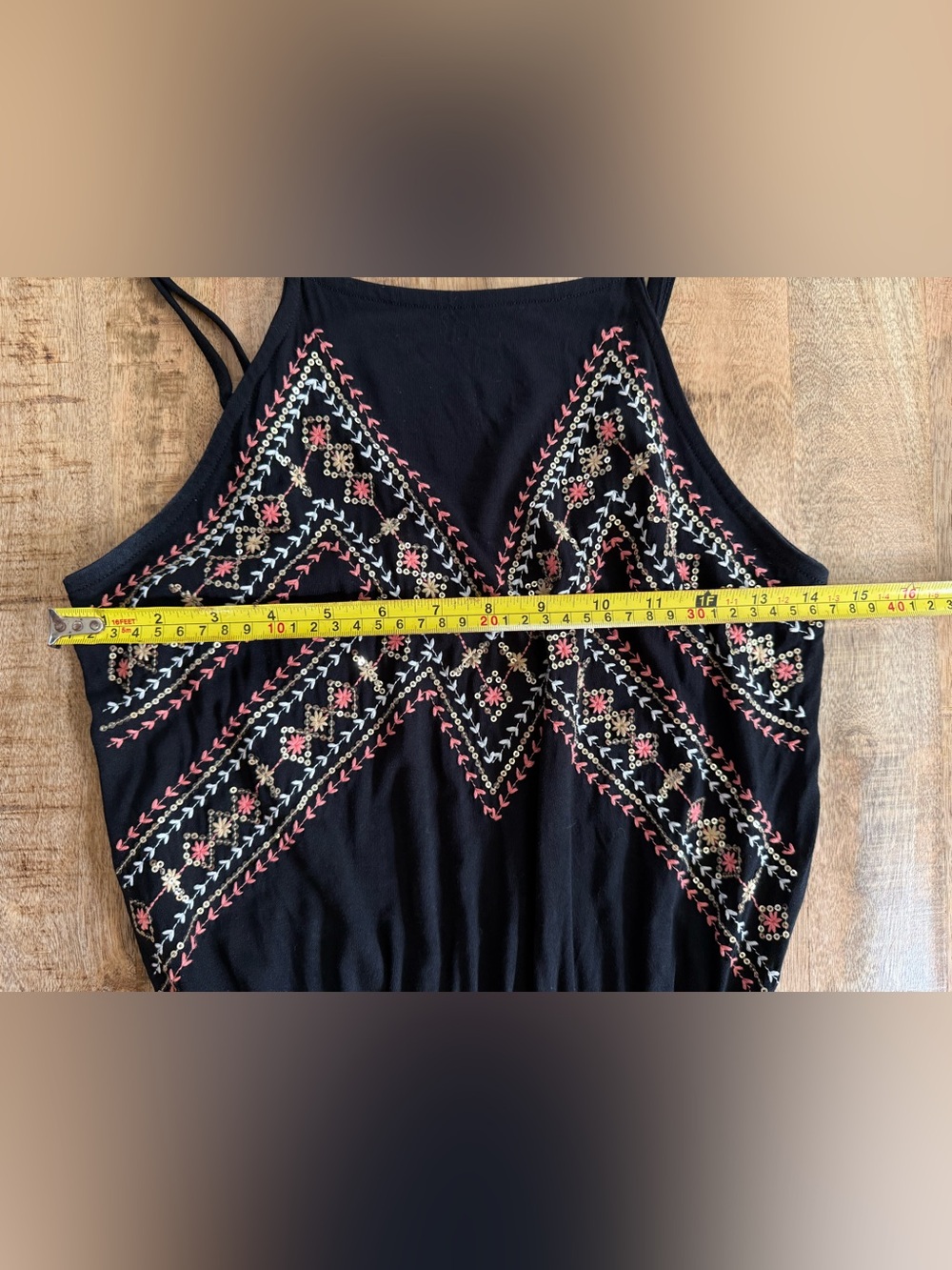Forever 21 Black Embroidered Fit & Flare Dress Boho Sleeveless Size Small - Picture 8 of 11